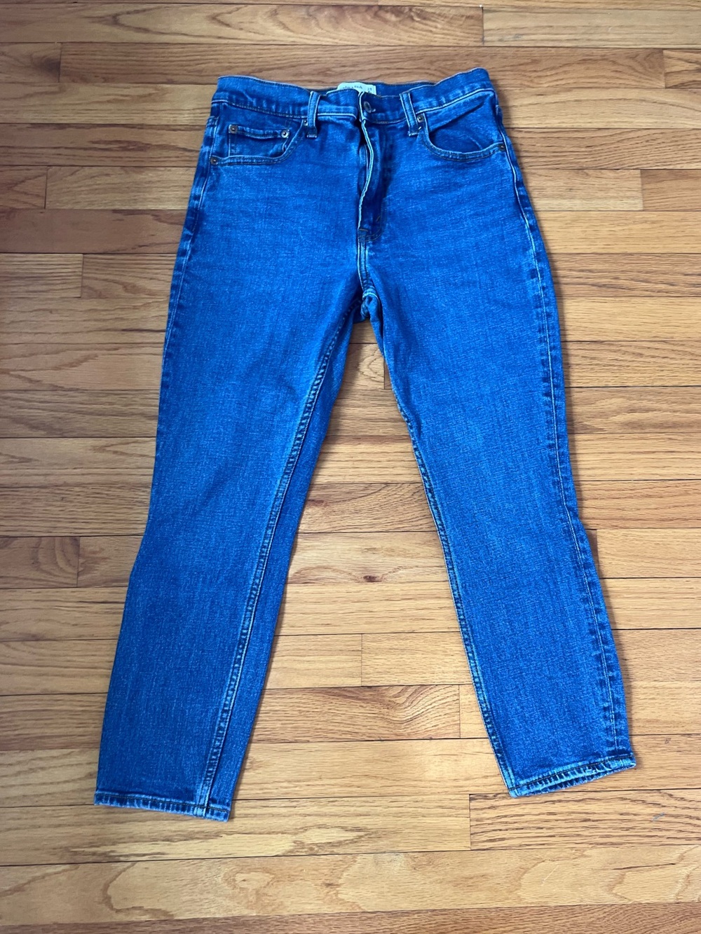 Abercrombie & Fitch Women's Vivid Blue High-Rise Straight Jeans